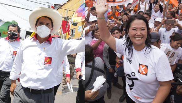 Keiko Fujimori y Pedro Castillo son los candidatos presidenciales que pasaron a la segunda vuelta de las Elecciones 2021. (Foto: GEC)