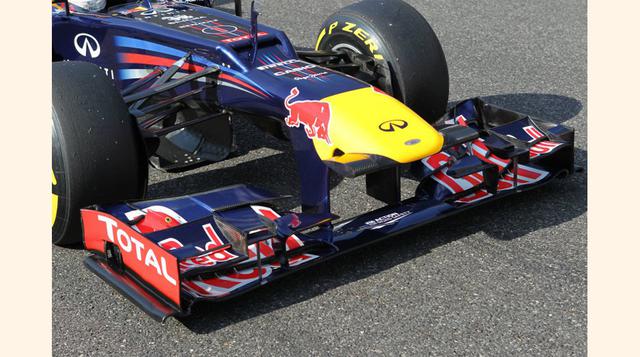 Alerón delantero. Costo estimado: US$ 168,000. Al igual que el alerón trasero, esta parte de la carrocería se incluye en el sistema aerodinámico del coche. El alerón delantero es el responsable de dirigir el flujo del aire hacia el resto del coche. Esto i