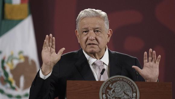 El presidente de México, Andrés Manuel López Obrador, da su conferencia de prensa diaria en el Palacio Nacional de la Ciudad de México.
