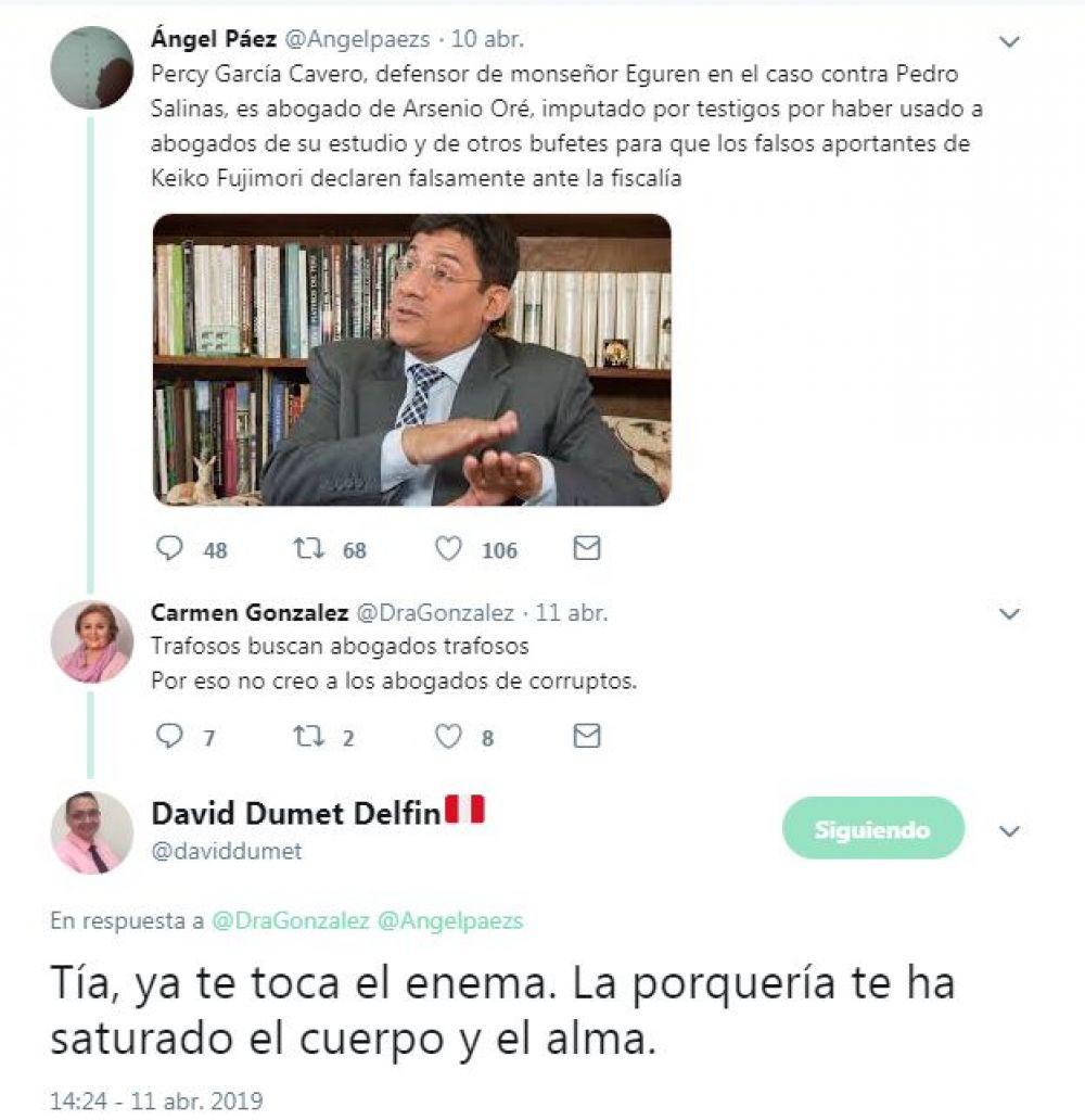 La respuesta de David Dumet a la psicoterapeuta Carmen Gonzalez. (Foto: Captura)