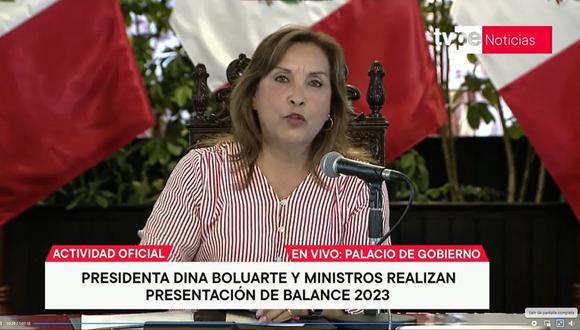 Dina Boluarte revela que brindó presupuesto adicional a la Fiscalía para investigar protestas. Foto: TV Perú