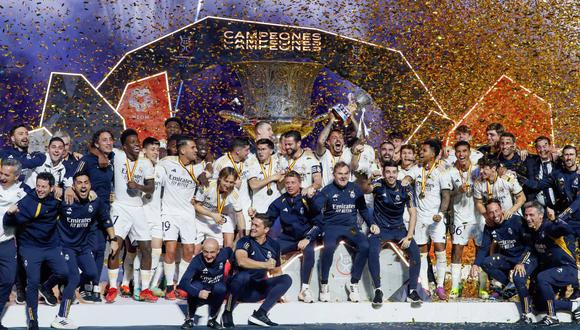 El Real Madrid se convirtió en el campeón de la Supercopa de España 2024 al derrotar por 4-1 al FC Barcelona en Riad, Arabia Saudita. (Foto: EFE)
