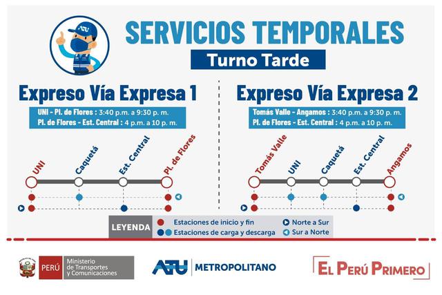 Este es uno de los servicios temporales que se implementará en el Metropolitano. (Facebook)