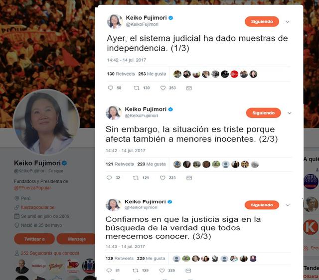 Keiko Fujimori, lideresa de Fuerza Popular.