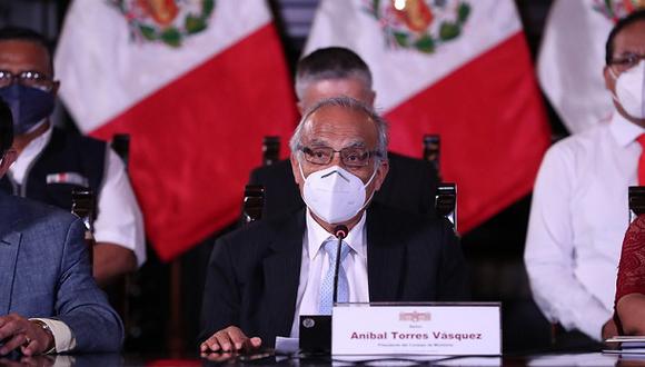Aníbal Torres preside una conferencia de prensa del Consejo de Ministros el miércoles 23 de febrero. (Foto: PCM).