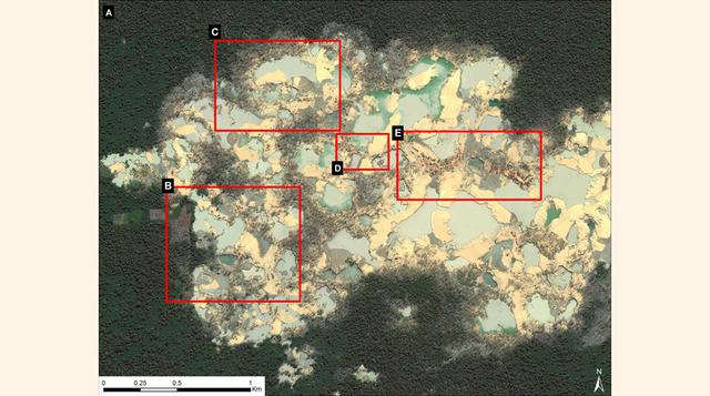 En este mapa se aprecia la cantidad de operaciones aurífereas e infraestructura ligada a actividades ilegales.