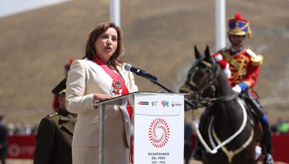 La presidenta Dina Boluarte pronunció un discurso durante las actividades oficiales por el 199 aniversario de la Batalla de Junín | Foto: Presidencia Perú