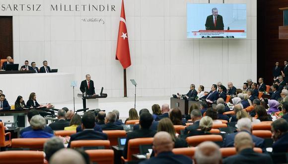 Erdogan interviene ante el parlamento turco en una imagen de archivo. Foto: Gipuzkoa