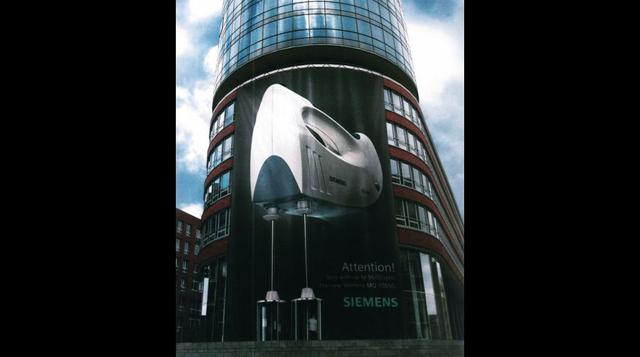 Siemens Mixer. La compañía aprovechó los ascensores del edificio para anunciar el lanzamiento de su batidora.