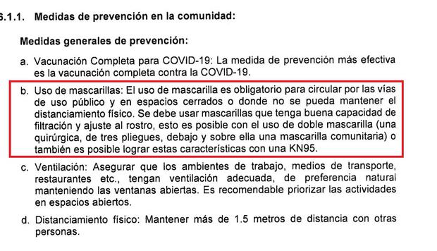 Norma Técnica de Salud para la Prevención y Control de la COVID-19 en el Perú. Foto: Minsa