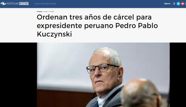 Noticiero colombiano Caracol sobre medida de prisión preventiva dictada contra Pedro Pablo Kuczysnki. (Foto: Captura)
