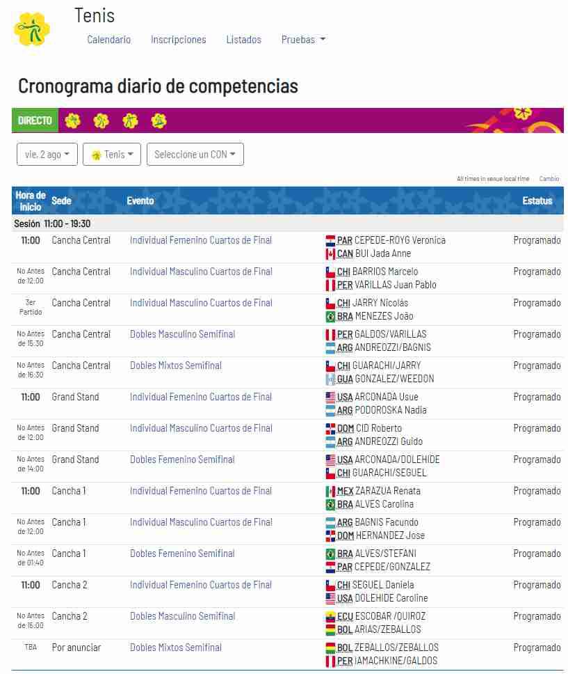 Sigue el programa de los Juegos Panamericanos. (Captura: Lima 2019)