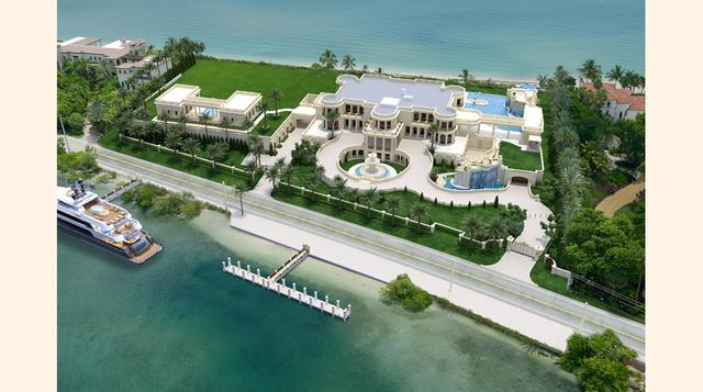 6. Le Palais Royal, Florida. Precio: US$ 159 millones. Ubicada en la costa atlántica del estado de la Florida, inicialmente salió al mercado en septiembre de 2014 por la ya increíble suma de US$ 139 millones. Pero finalmente fue vendida con el nuevo preci