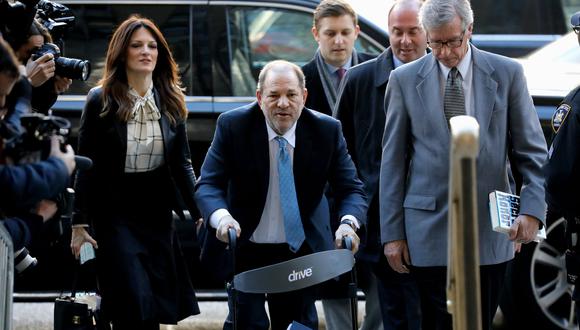Harvey Weinstein a su llegada al tribunal de Nueva York donde fue condenado por violación y abuso sexual. (AP, Peter Foley/Bloomberg).