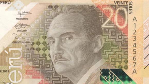 José María Arguedas en el billete de S/ 20 que está en circulación desde el miércoles 20 de julio (Foto: BCR)