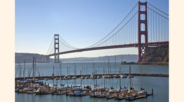 Puente Golden Gate: Ubicado en San Francisco, Estados Unidos. La construcción se realizó de 1933-37 y tuvo un costo de  US$ 27 millones.  (Foto: Bloomberg)