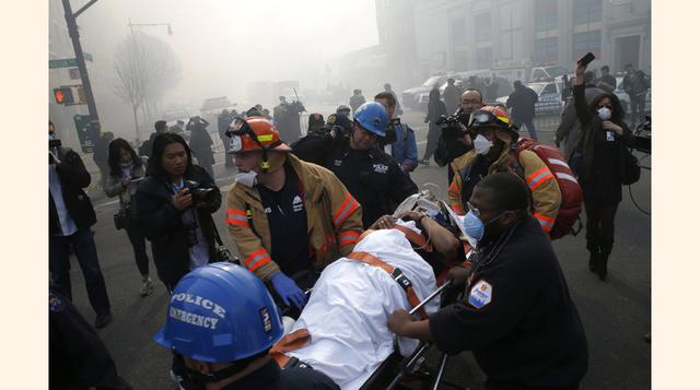 Al menos dos mujeres muertas y 17 heridos dejó el colapso de dos edificios en el norte de Manhattan, en Nueva York. (Foto: Reuters)