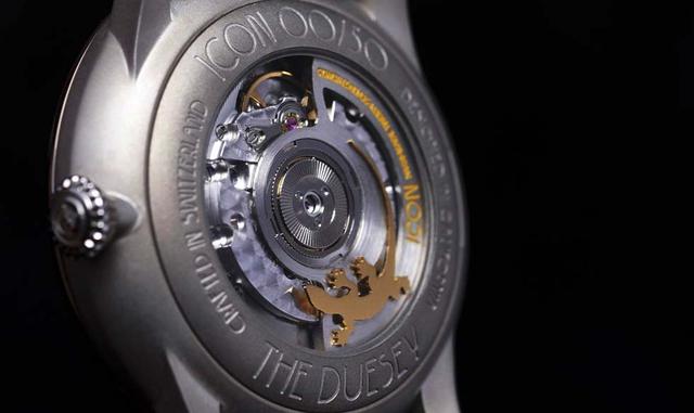FOTO 4 | El Duesey contiene un movimiento de módulo Dubois-Depraz Automatic 14400. El lagarto es el mismo logotipo que Ward usa en sus camionetas Icon. Fuente: Icon Watches