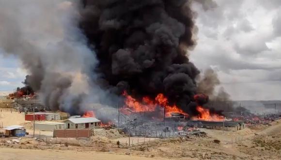 La quema de instalaciones de la minera Apumayo dejó 10 heridos. (Foto: Difusión)