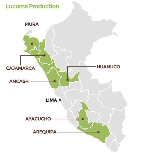 Regiones productoras de lúcuma en el país.