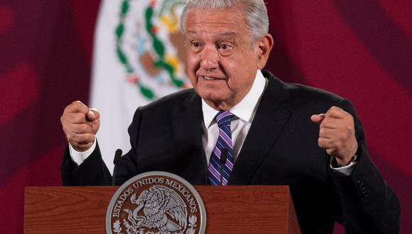El presidente de México, Andrés Manuel López Obrador, habla durante su conferencia de prensa matutina diaria el 11 de abril de 2022. (CLAUDIO CRUZ / AFP).