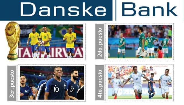 FOTO 2 | Danske Bank predijo que BRASIL iba a ser el Campeón; ALEMANIA o ARGENTINA quedarían como Subcampeón; FRANCIA, ESPAÑA o BÉLGICA teminarían Tercero; y PORTUGAL o INGLATERRA serían CUARTO.
