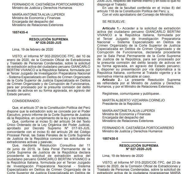 El documento está refrendado por el presidente de la República, Martín Vizcarra.