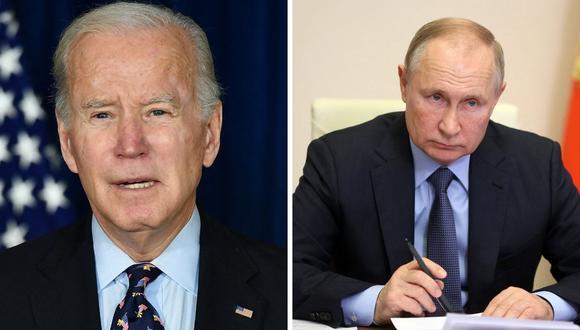 El presidente de Estados Unidos, Joe Biden, amenazó a su homólogo ruso con no meterse con el derecho territorial de Ucrania. (Foto: Composición MANDEL NGAN / Mikhail Metzel / SPUTNIK / AFP)