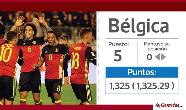 5. Bélgica, con una buena campaña, es la quinta mejor del mundo.