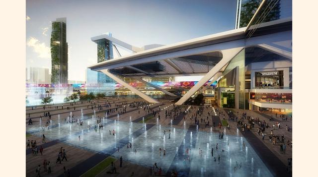 Con un costo estimado de 6.8 mil millones de dólares el proyecto se extenderá desde la pista de carreras Meydan en el desierto hasta Burj Khalifa. (Foto: inhabitad)