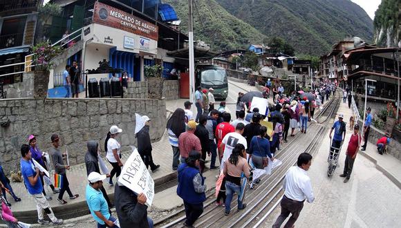 Desde la madrugada dio inicio al paro indefinido en Machupicchu Pueblo en rechazo a la venta online de boletos de ingreso a la ciudadela inca. (Captura: Municipalidad de Machu Picchupueblo)