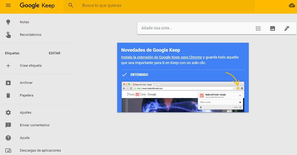Google Keep permite crear y organizar notas introduciendo texto, voz o imágenes capturadas mediante la cámara del dispositivo utilizado (Foto: Google)