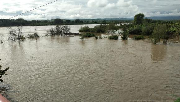 El río Tumbes llegó a su caudal más alto en lo que va del año afectando áreas agrícolas. (Foto: @Senamhiperu)