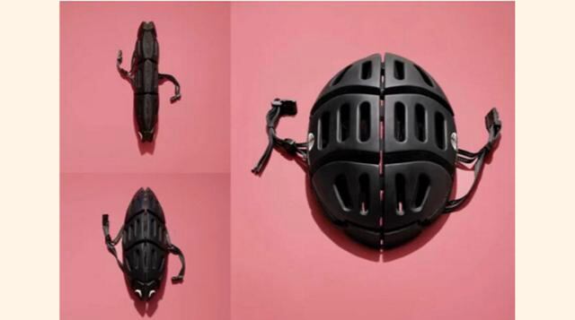 El casco portátil para bicicletas. “Morpher” es un casco de moto fabricado con plásticos entretejidos que es tan fuerte como sus homólogos tradicionales, y que cumple con los requisitos generales de seguridad internacionales. Su diseño permite que pueda s