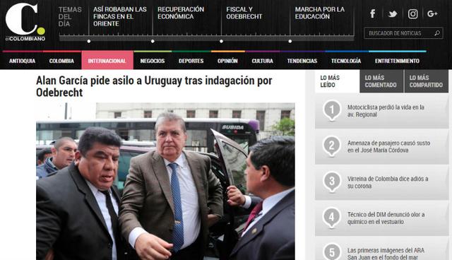 El caso de García dio un giro inesperado, cuando el ex mandatario llegó a Perú procedente de España para declarar ante la Fiscalía. (Foto: El Colombiano)&nbsp;