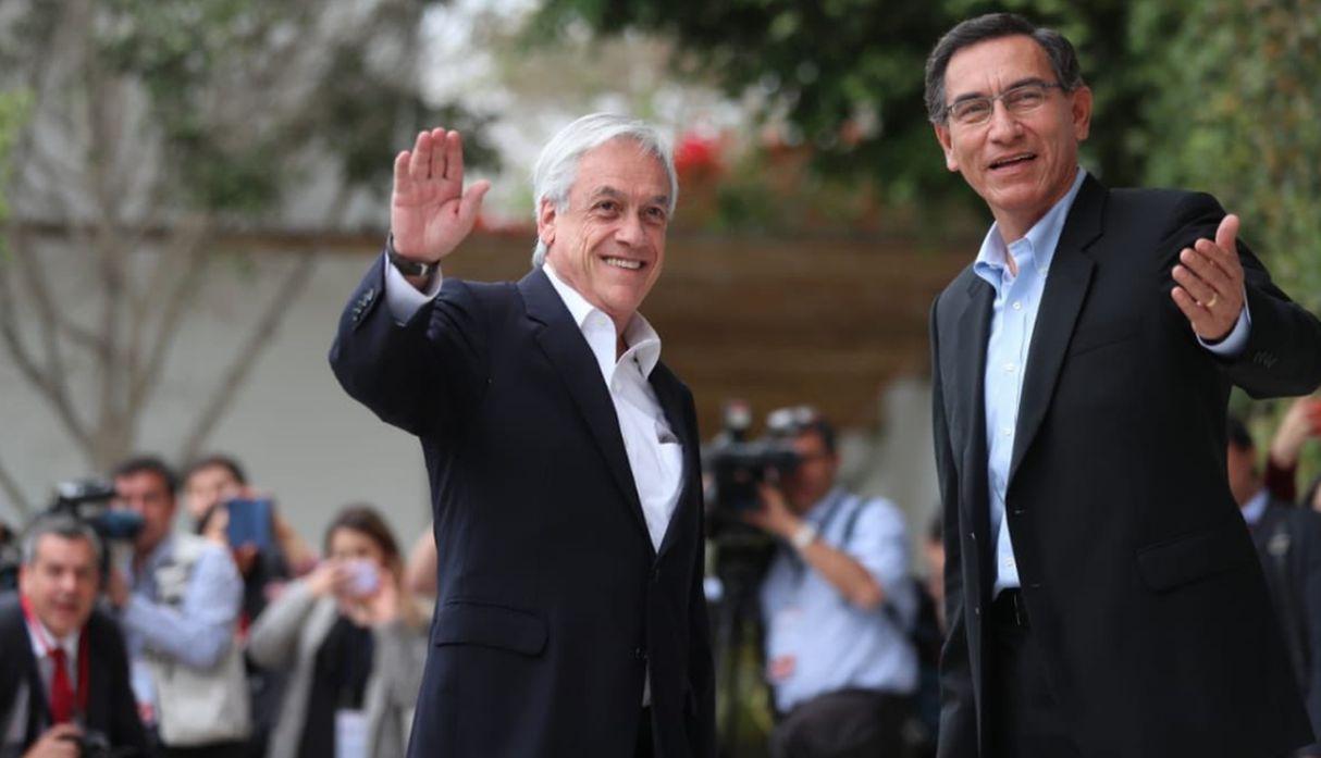 Sebastián Piñera se reunió con el presidente Martín Vizcarra en Paracas. (Foto: Twitter - Cancillería Perú)