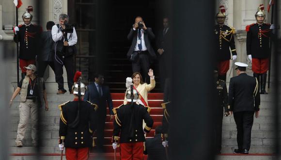 Llegada de la  nueva Presidente de la República,Dina Boluarte, a palacio de Gobierno. Fotos Joel Alonzo/ GEC.
