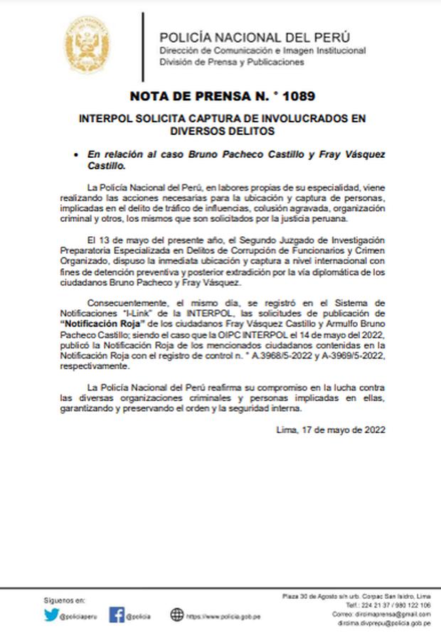 Interpol solicita la captura de Bruno Pacheco y Fray V. Castillo - El Tiempo
