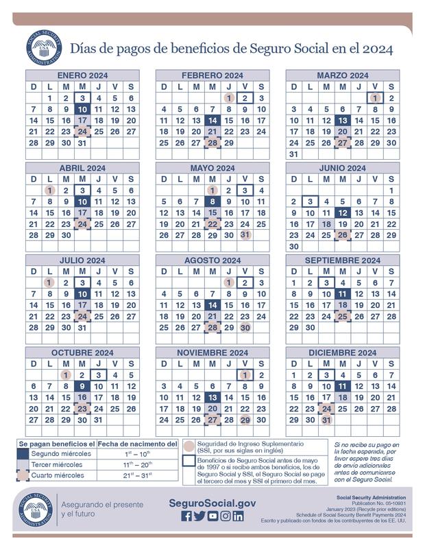 Calendario de pagos del Seguro Social para todo el 2024 (Foto: SSA)