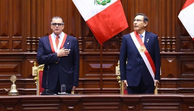 El expresidente del Congreso Pedro Olaechea indicó que el mandatario Martín Vizcarra "trasgredió" la Constitución al disolver el Congreso. (Foto: GEC)