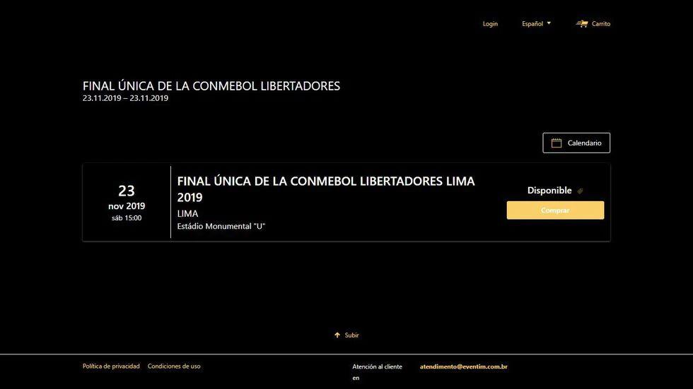 El paso a paso para comprar las entradas de la final de la Copa Libertadores 2019 entre River y Flamengo. (Captura: Copa Libertadores)