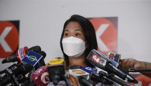 Keiko Fujimori se refirió a la decisión de Pedro Castillo de pedir garantías a la Defensoría del Pueblo como “poco creíble”. (Foto: Hugo Perez / @photo.gec)