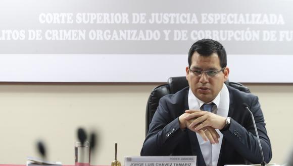 El juez Jorge Chávez Tamariz se pronunció hoy sobre el pedido de prisión preventiva contra Humberto Abanto y otros abogados que arbitraron a favor de Odebrecht. (Foto: Rolly Reyna / GEC)