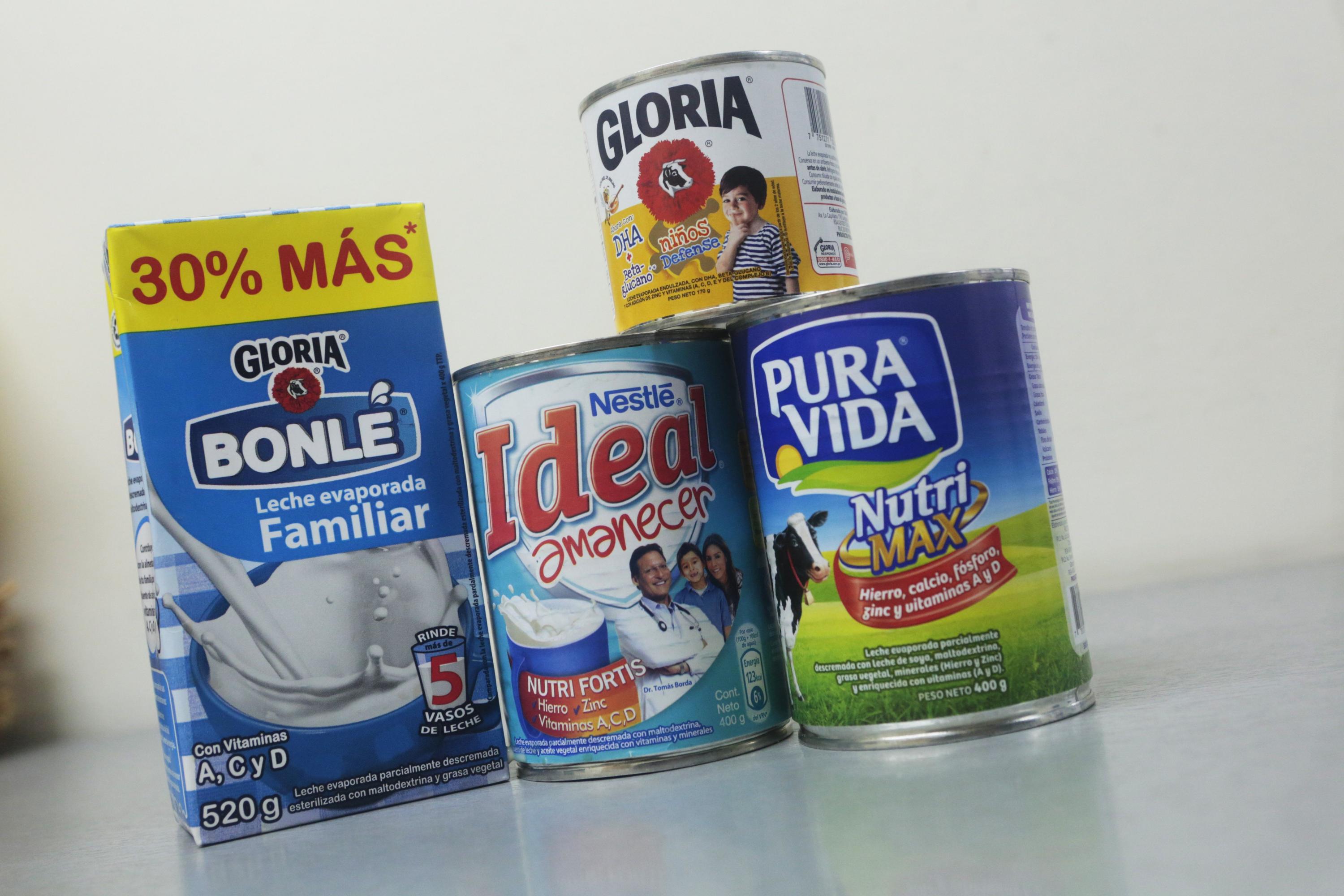 Productos lácteos de Gloria y Nestlé.