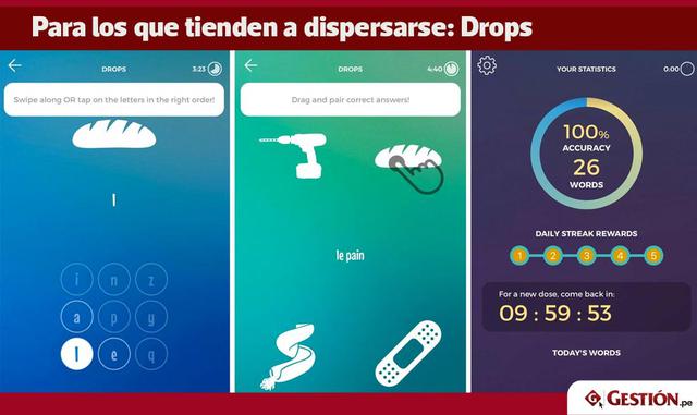 Por qué nos gusta: No hay que leer. No hay que escribir. Solo cinco minutos al día. Esto es lo que promete Drops para que usted aprenda una de las 19 lenguas ofrecidas, las cuales van del francés y el español al coreano, pasando también por el esperanto. 