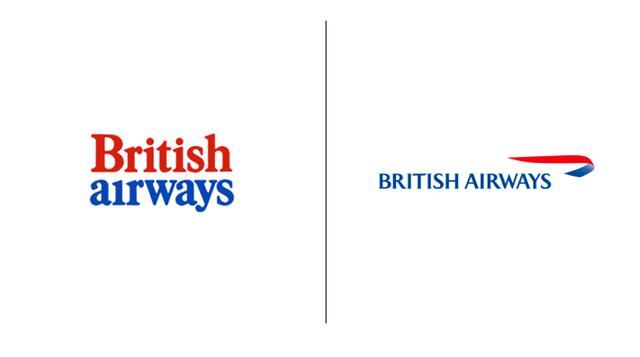 British Airways. El logotipo de British Airways fue diseñado por Negus and Negus en 1973, cuando British European Airways se fusionó con BOAC. (Fíjese en el punto que falta encima de la "i".) BA dio a conocer el logotipo actual en 1997.