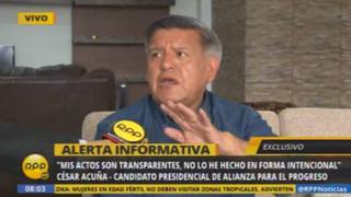 César Acuña reconoce “omisiones” en su tesis doctoral pero no renunciará a su candidatura