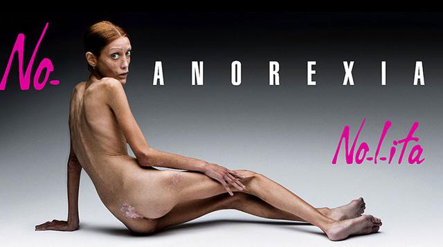 La firma Nolita realizó una de las campañas más polémicas del 2007 al utilizar la fotografía de una mujer con anorexia para, precisamente, alertar sobre esta La imagen fue capturada por Olivero Toscani, el mismo que en 1992 fotografió a un hombre muriendo