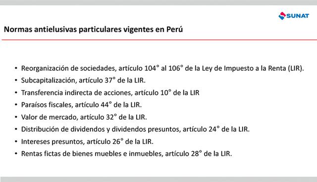 FOTO 9 | Normas antielusivasparticulares vigentes en Perú