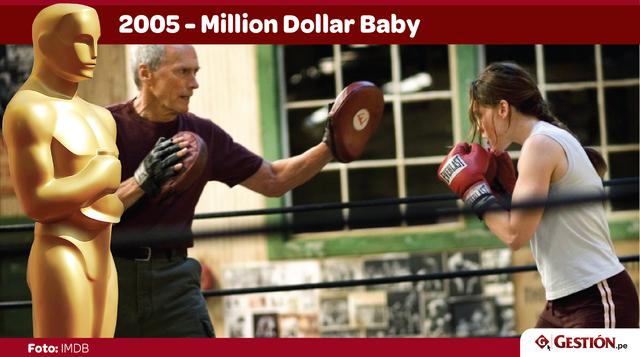 Million Dollar Baby. Hilary Swank, Morgan Freeman y Clint Eastwood conforman el trío que mueve esta película de box. Curiosamente, los tres ganaron Oscar; Eastwood, en la categoría de Director.
